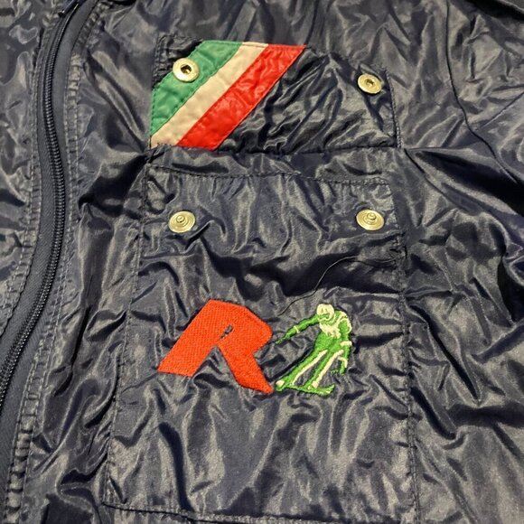 RARE Vintage Roces Ski Boots Jacket Size 52 Large Embroidered Windbreaker Blue - Picture 5 of 9